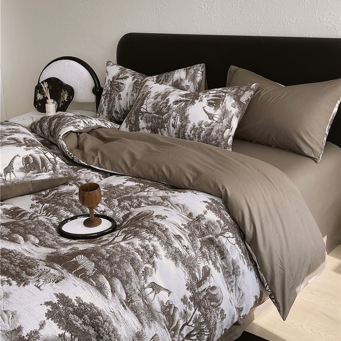 91家纺网 家纺一手货源 找家纺 琪格格纺织 2026新款60s纯棉加厚三层纱系列四件套 三层纱 海纳公园