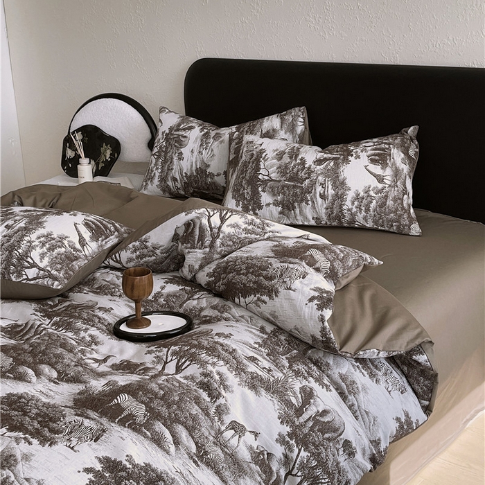 91家纺网 家纺一手货源 找家纺 琪格格纺织 2026新款60s纯棉加厚三层纱系列四件套 三层纱 海纳公园