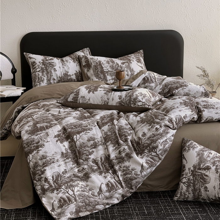 91家纺网 家纺一手货源 找家纺 琪格格纺织 2026新款60s纯棉加厚三层纱系列四件套 三层纱 海纳公园