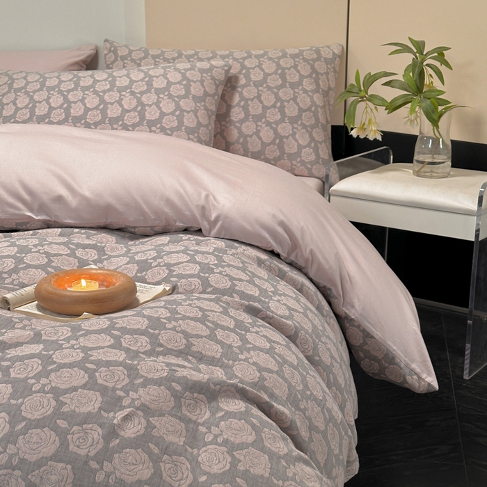 91家纺网 家纺一手货源 找家纺 琪格格纺织 2026新款60s纯棉加厚三层纱系列四件套 三层纱 玫瑰锦簇