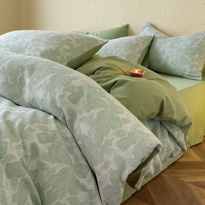 91家纺网 家纺一手货源 找家纺 琪格格纺织 2026新款60s纯棉加厚三层纱系列四件套 三层纱 唐顿庄园-绿