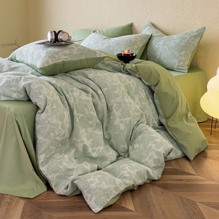 91家纺网 家纺一手货源 找家纺 琪格格纺织 2026新款60s纯棉加厚三层纱系列四件套 三层纱 唐顿庄园-绿