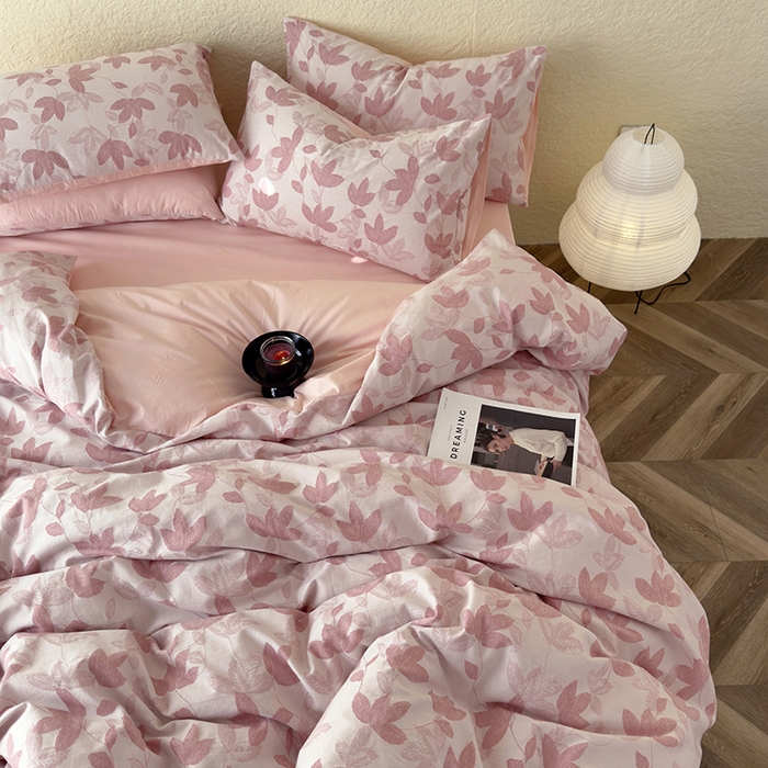 91家纺网 家纺一手货源 找家纺 琪格格纺织 2026新款60s纯棉加厚三层纱系列四件套 三层纱 枫韵-柔玉