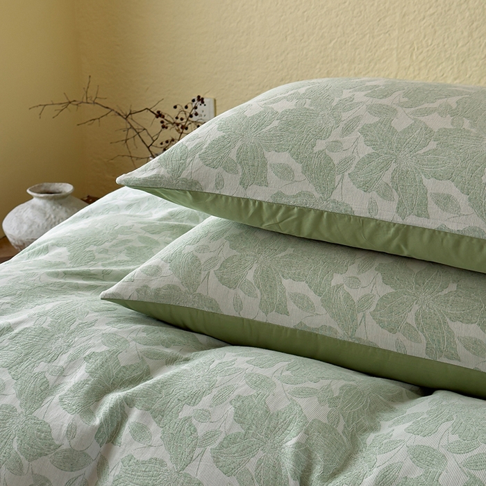 91家纺网 家纺一手货源 找家纺 琪格格纺织 2026新款60s纯棉加厚三层纱系列四件套 三层纱 唐顿庄园-绿