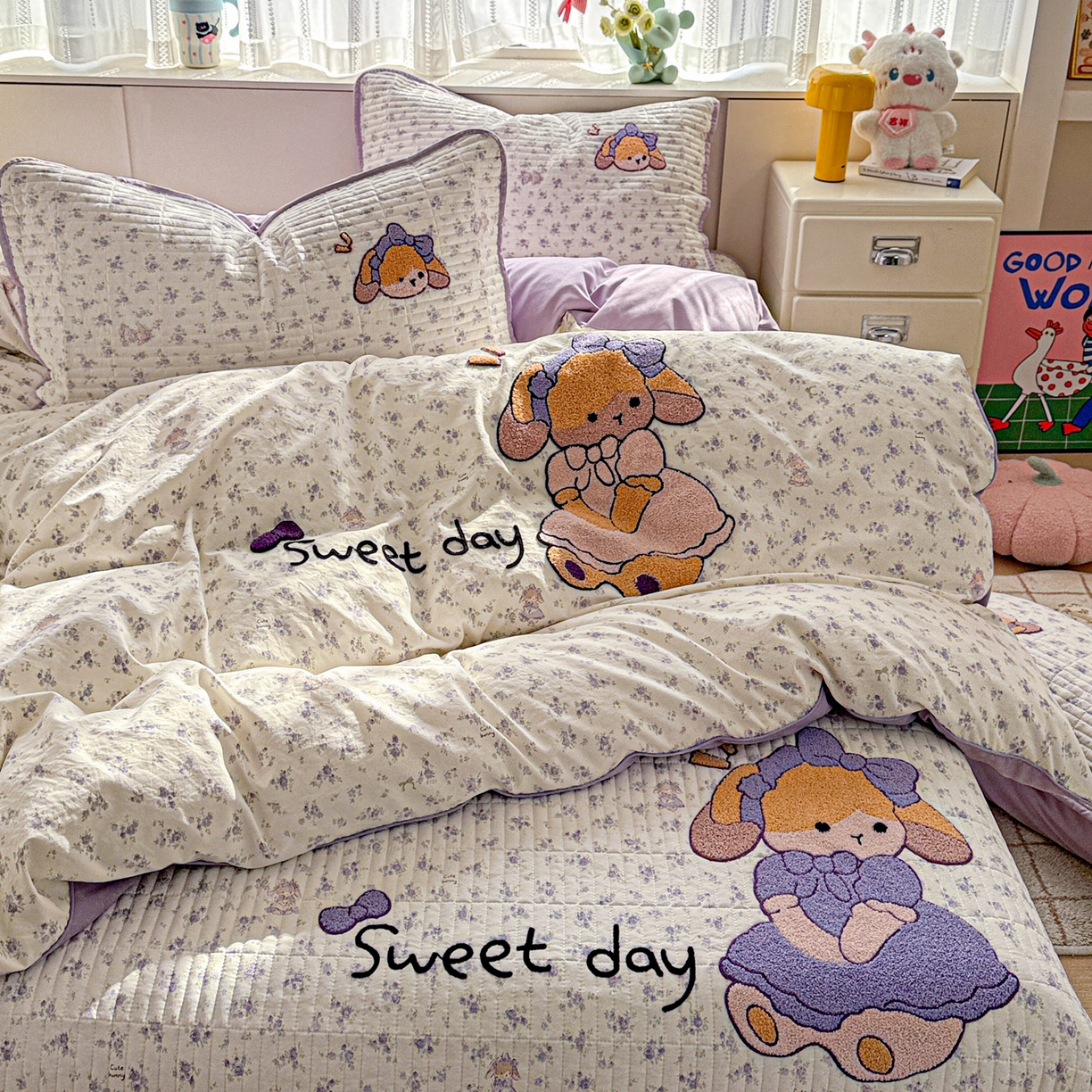 91家纺网 家纺一手货源 找家纺 （总）富米莱（原臻工厂） 2026新款古法仿棉毛巾绣夹棉床盖床垫床褥床笠一四季款系列