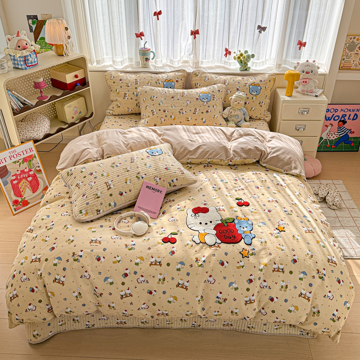 91家纺网 家纺一手货源 找家纺 富米莱（原臻工厂） 2026新款古法仿棉毛巾绣夹棉床盖床垫床褥床笠一四季款系列 梦幻乐园