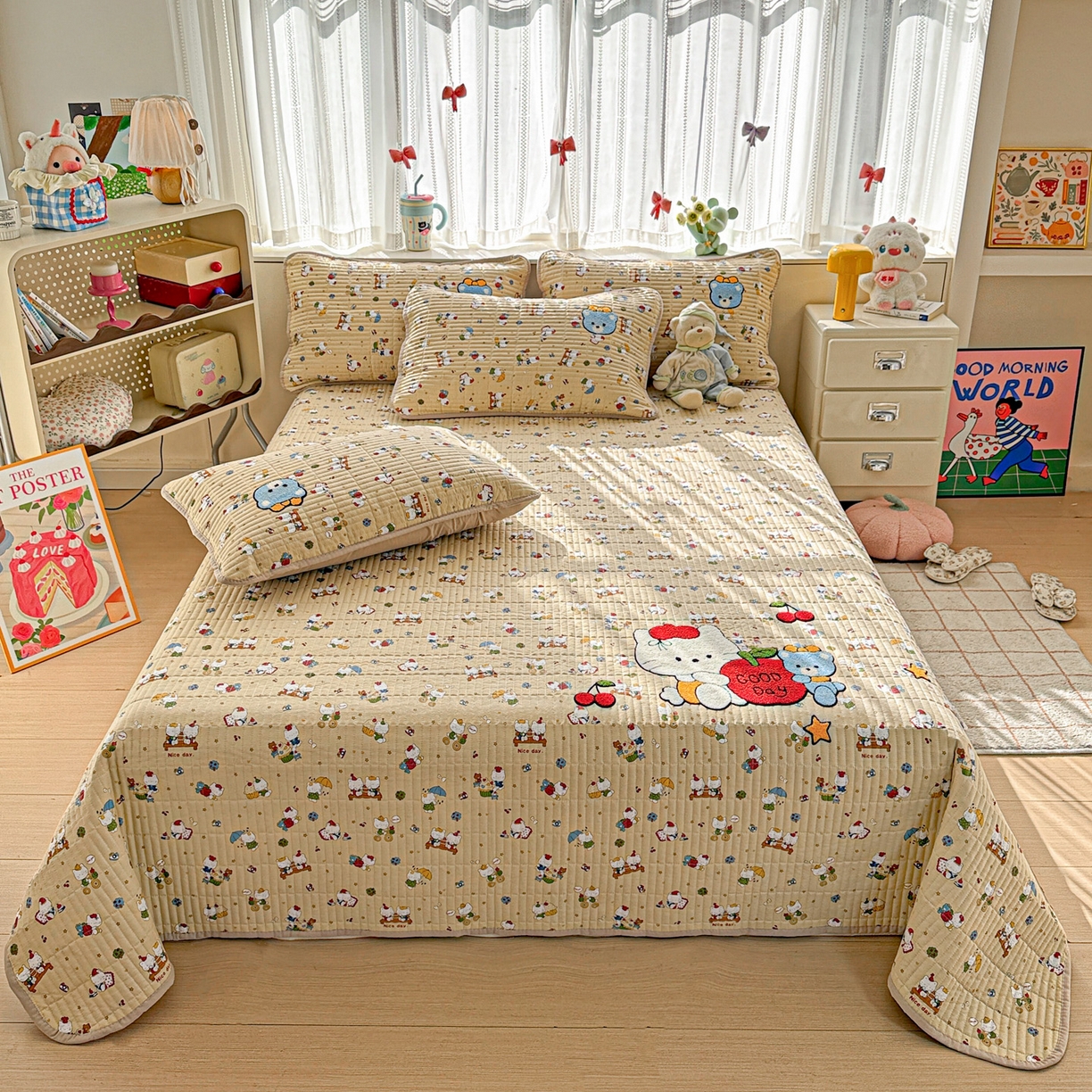 91家纺网 家纺一手货源 找家纺 富米莱（原臻工厂） 2026新款古法仿棉毛巾绣夹棉床盖床垫床褥床笠一四季款系列 梦幻乐园