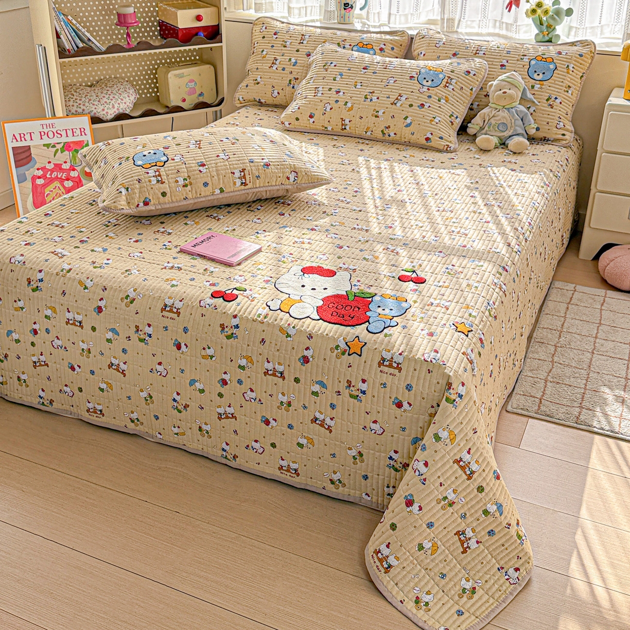 91家纺网 家纺一手货源 找家纺 富米莱（原臻工厂） 2026新款古法仿棉毛巾绣夹棉床盖床垫床褥床笠一四季款系列 梦幻乐园