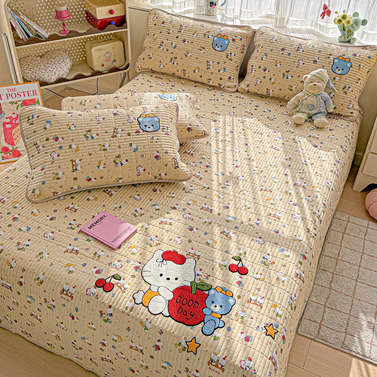 91家纺网 家纺一手货源 找家纺 富米莱（原臻工厂） 2026新款古法仿棉毛巾绣夹棉床盖床垫床褥床笠一四季款系列 梦幻乐园