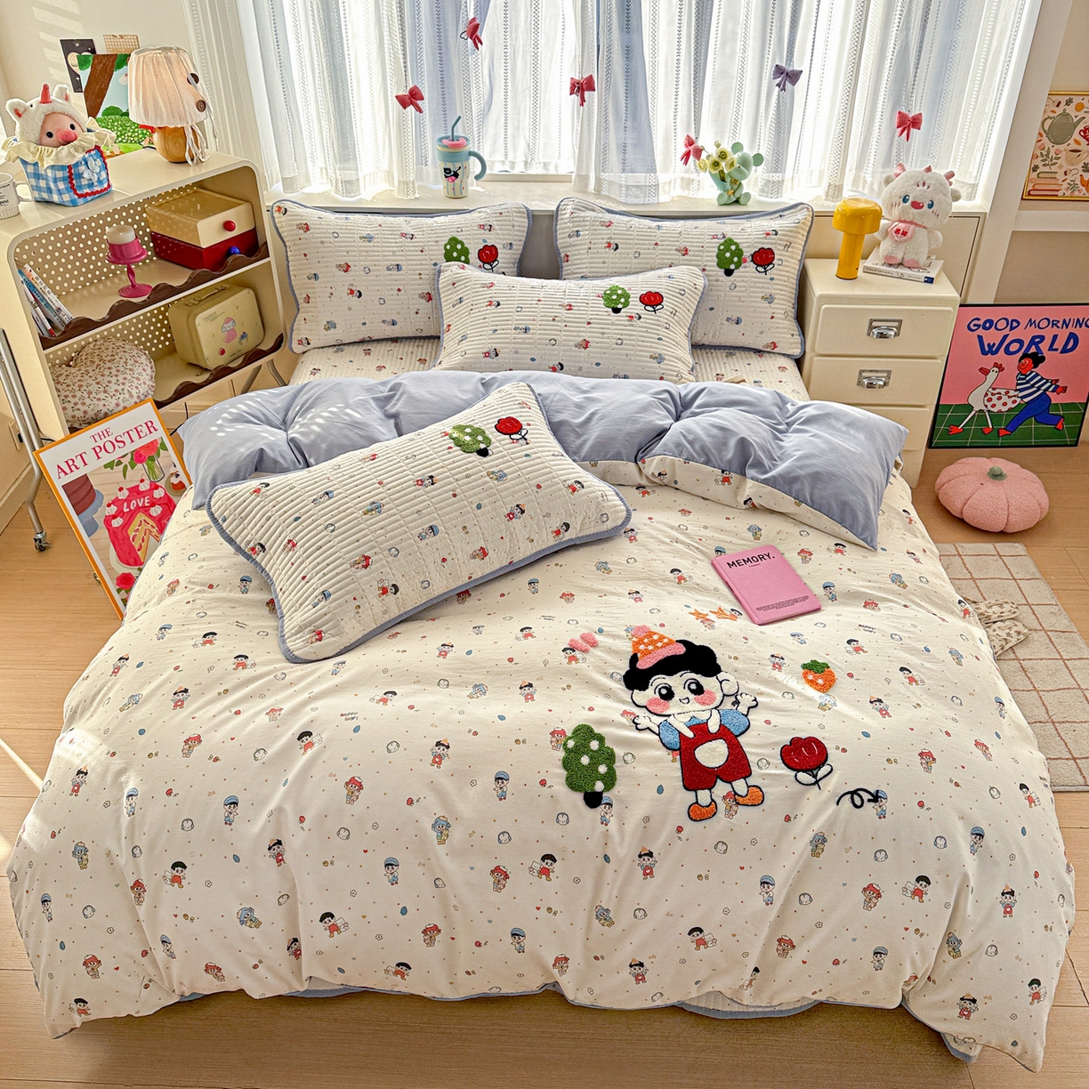 91家纺网 家纺一手货源 找家纺 富米莱（原臻工厂） 2026新款古法仿棉毛巾绣夹棉床盖床垫床褥床笠一四季款系列 小新日记