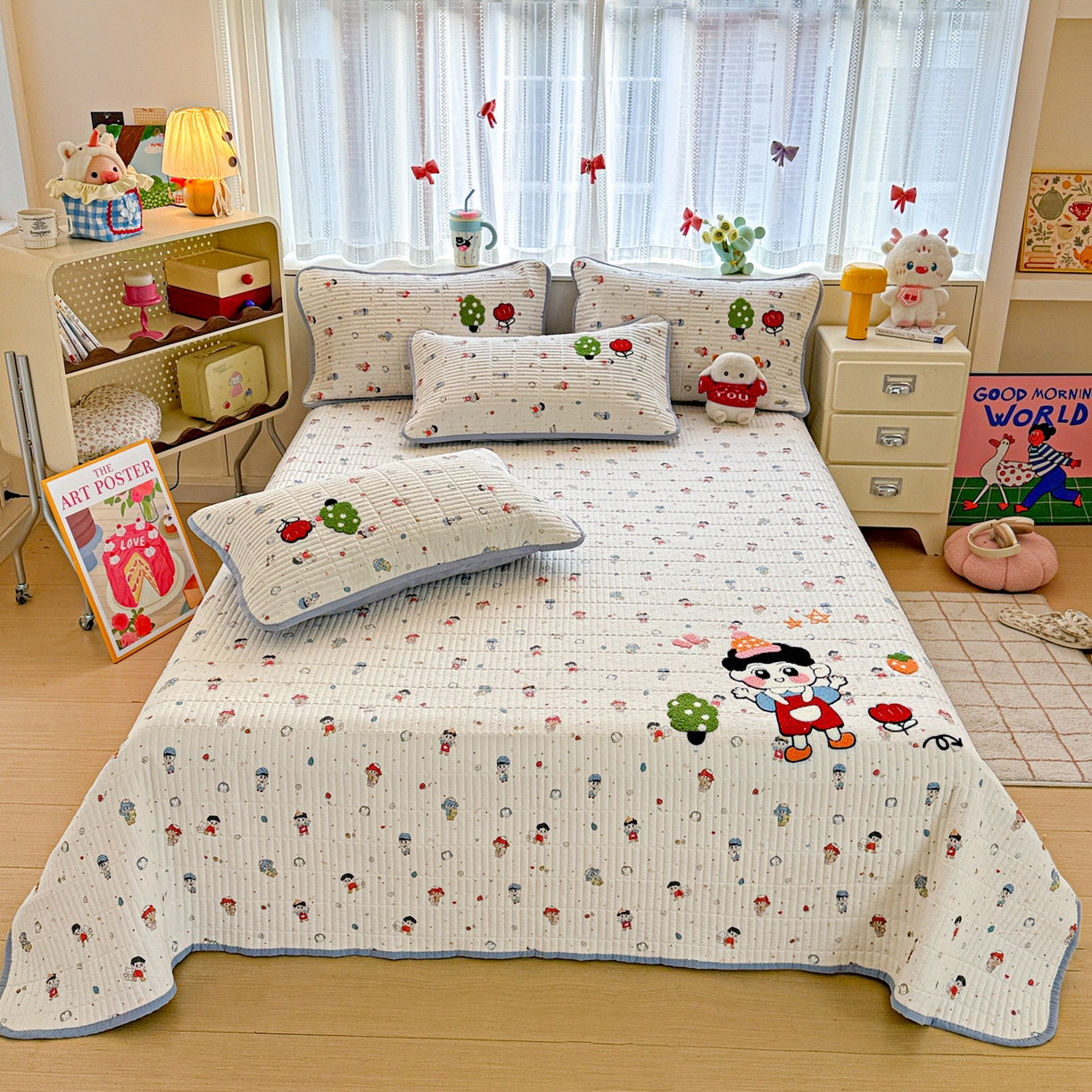 91家纺网 家纺一手货源 找家纺 富米莱（原臻工厂） 2026新款古法仿棉毛巾绣夹棉床盖床垫床褥床笠一四季款系列 小新日记