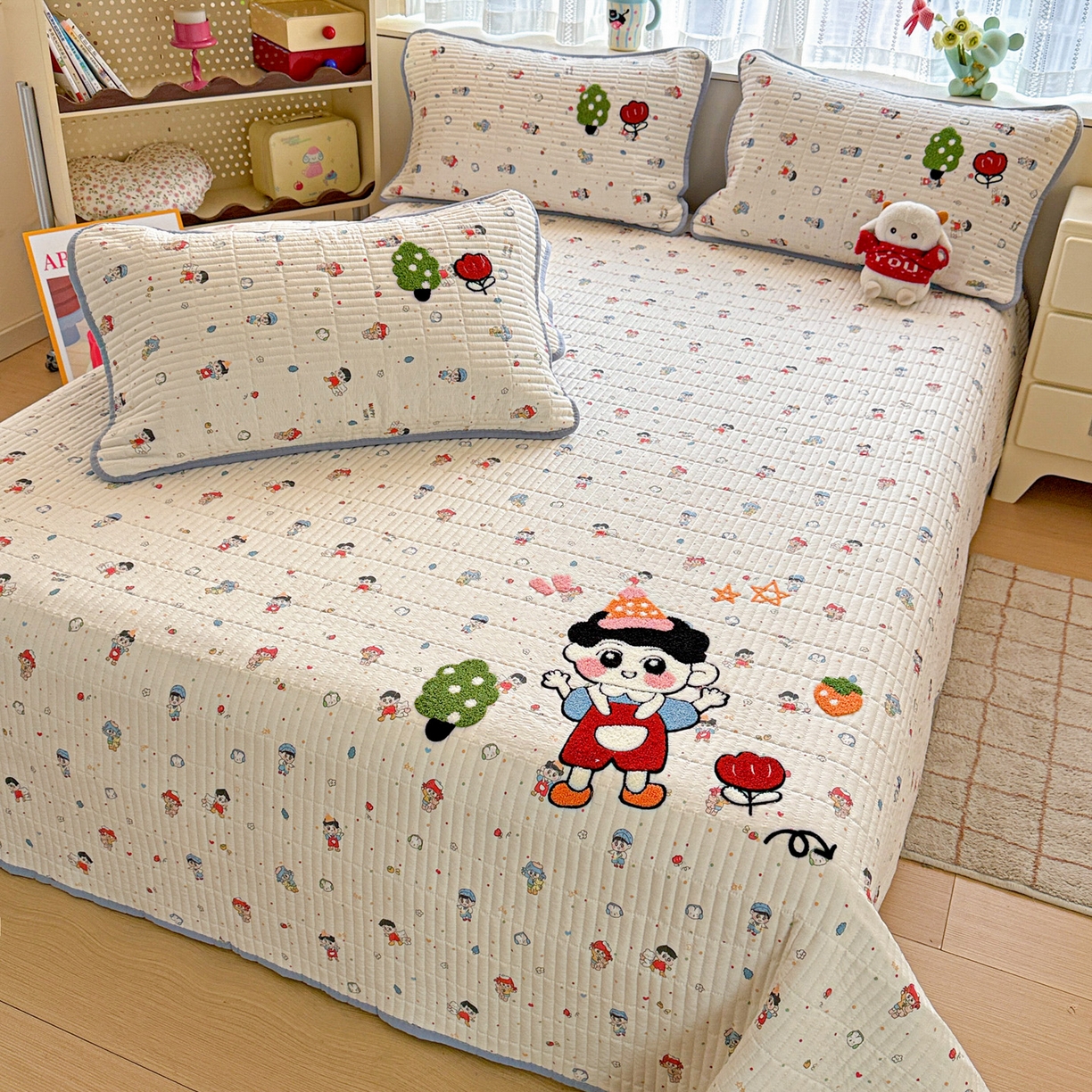 91家纺网 家纺一手货源 找家纺 富米莱（原臻工厂） 2026新款古法仿棉毛巾绣夹棉床盖床垫床褥床笠一四季款系列 小新日记