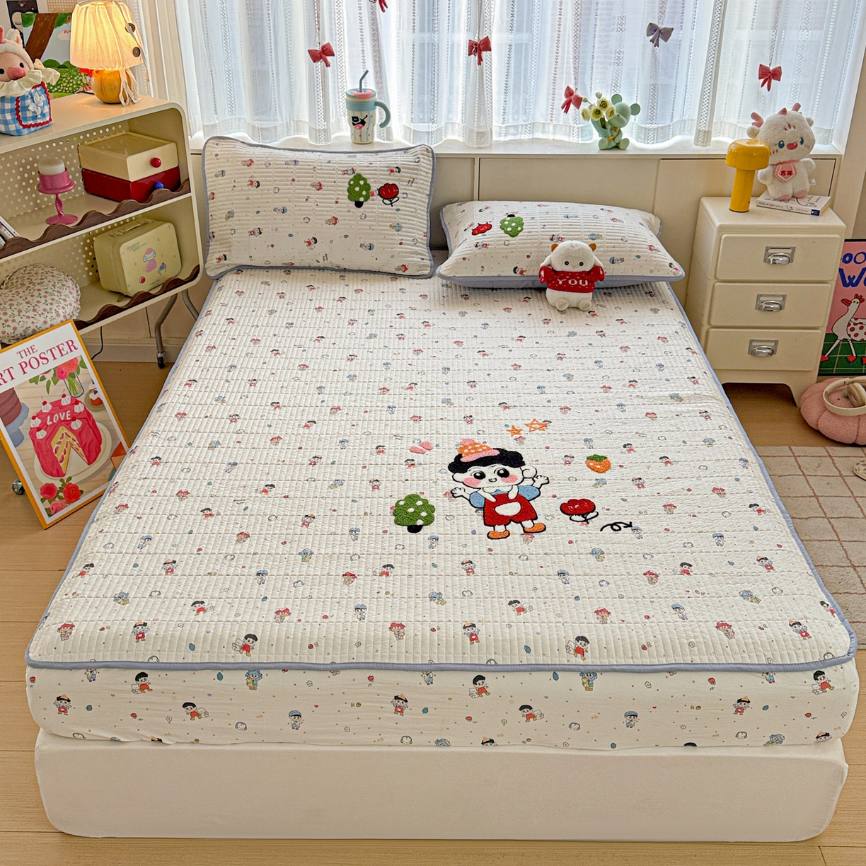 91家纺网 家纺一手货源 找家纺 富米莱（原臻工厂） 2026新款古法仿棉毛巾绣夹棉床盖床垫床褥床笠一四季款系列 小新日记