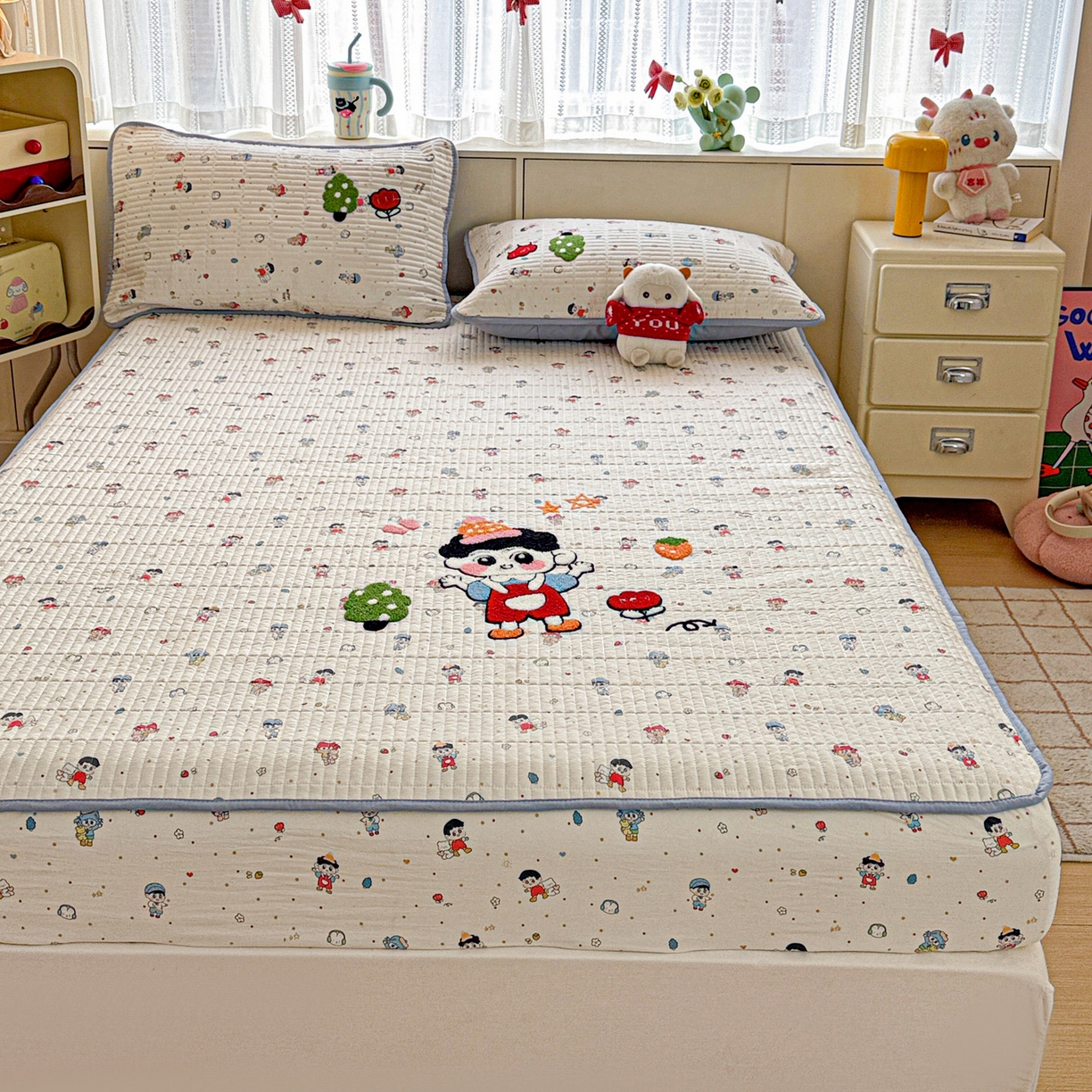 91家纺网 家纺一手货源 找家纺 富米莱（原臻工厂） 2026新款古法仿棉毛巾绣夹棉床盖床垫床褥床笠一四季款系列 小新日记