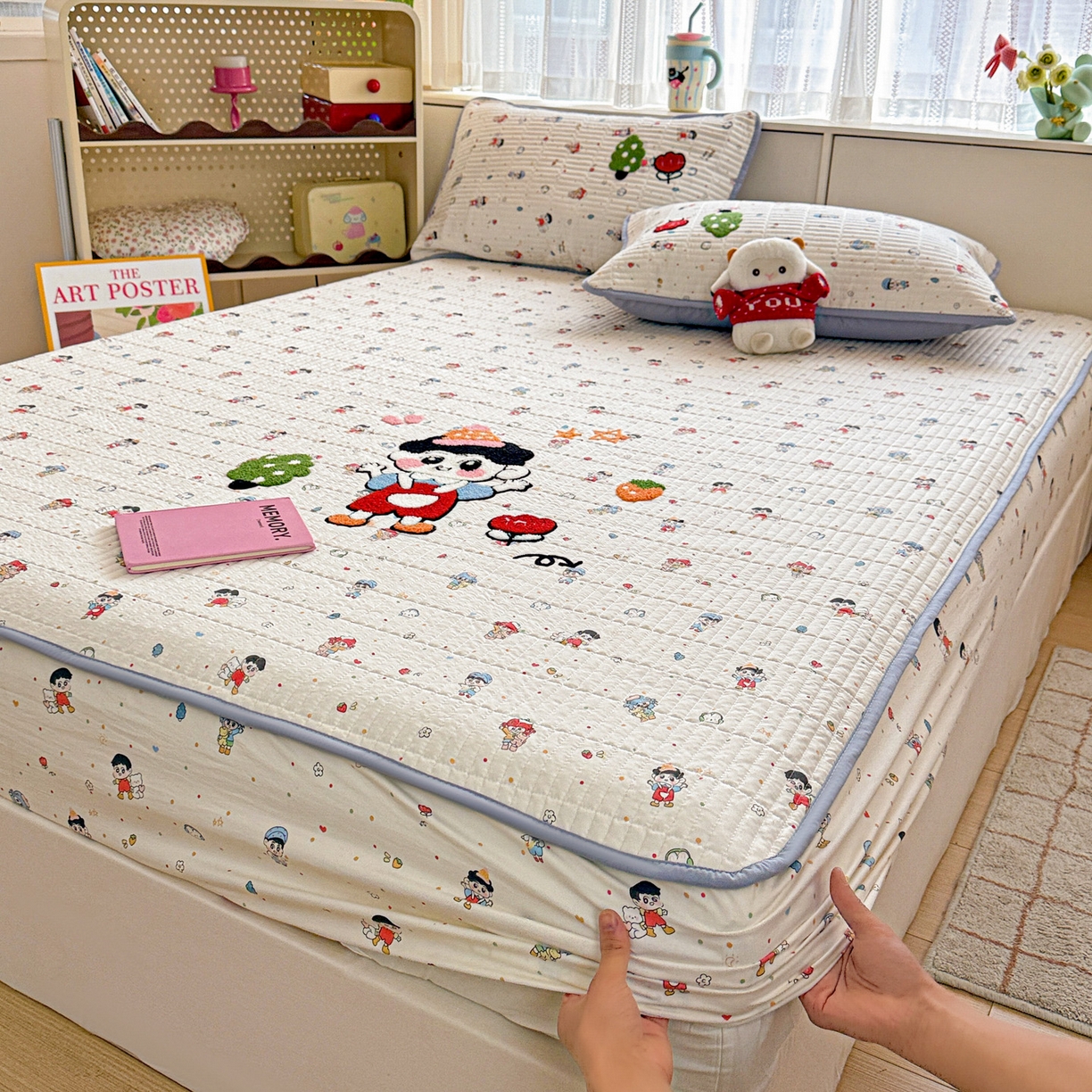 91家纺网 家纺一手货源 找家纺 富米莱（原臻工厂） 2026新款古法仿棉毛巾绣夹棉床盖床垫床褥床笠一四季款系列 小新日记