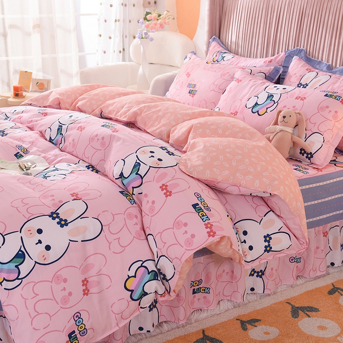 91家纺网 家纺一手货源 找家纺 （总）美达家纺 2025新款全棉纯棉AB版蕾丝小花边单层床裙四件套