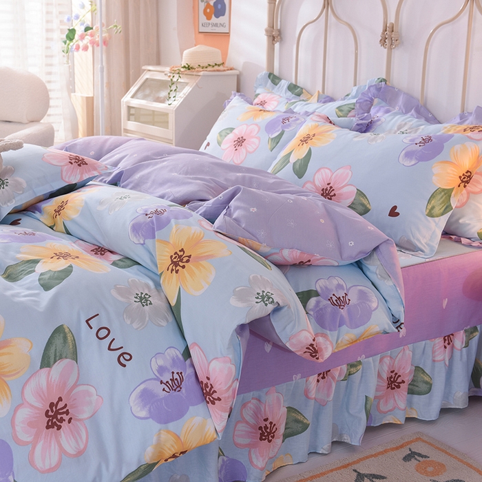 91家纺网 家纺一手货源 找家纺 （总）美达家纺 2025新款全棉纯棉AB版蕾丝小花边单层床裙四件套