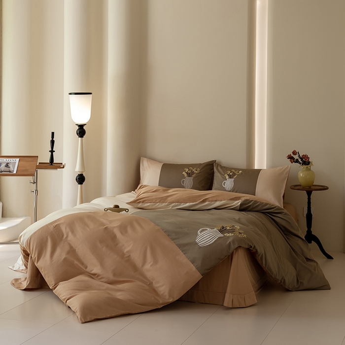 91家纺网 家纺一手货源 找家纺 波比可可 2026新款50s长绒棉纯棉全棉居家轻奢四件套-款式三 英伦时刻