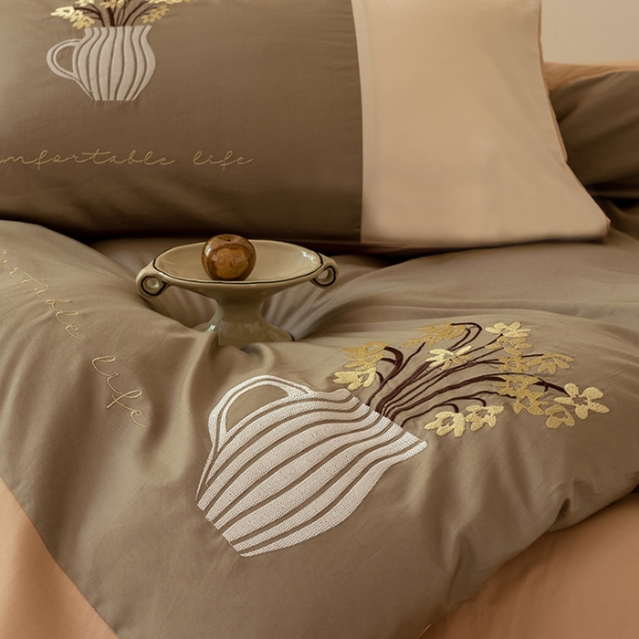 91家纺网 家纺一手货源 找家纺 波比可可 2026新款50s长绒棉纯棉全棉居家轻奢四件套-款式三 英伦时刻