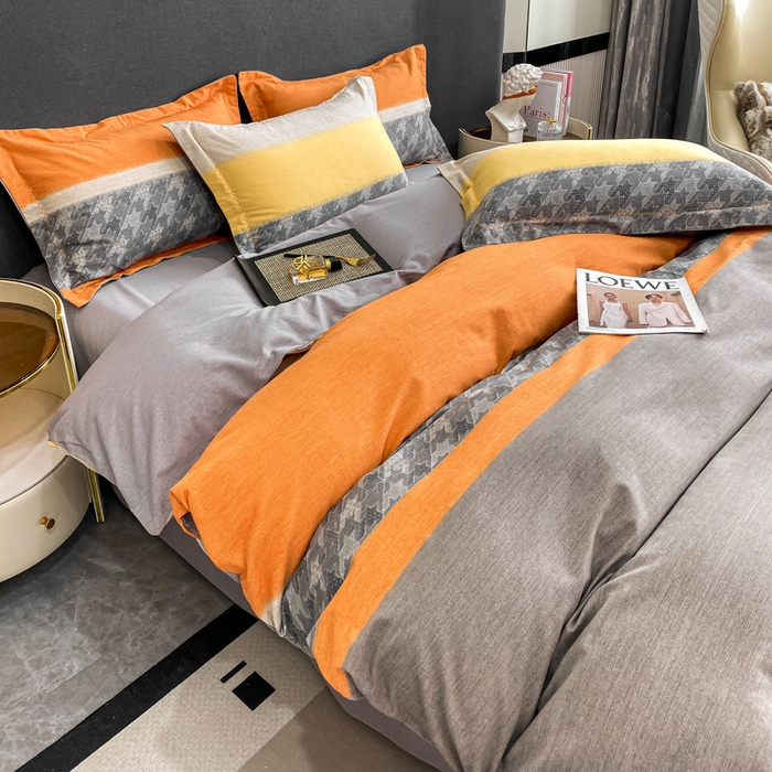 91家纺网 家纺一手货源 找家纺 凌鼎 2025新款100%全棉磨毛四件套数码印花加厚纯棉磨毛四件套 巴厘岛桔