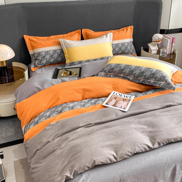 91家纺网 家纺一手货源 找家纺 凌鼎 2025新款100%全棉磨毛四件套数码印花加厚纯棉磨毛四件套 巴厘岛桔