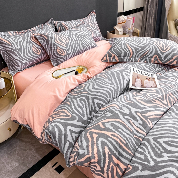 91家纺网 家纺一手货源 找家纺 凌鼎 2025新款100%全棉磨毛四件套数码印花加厚纯棉磨毛四件套 画梦灰