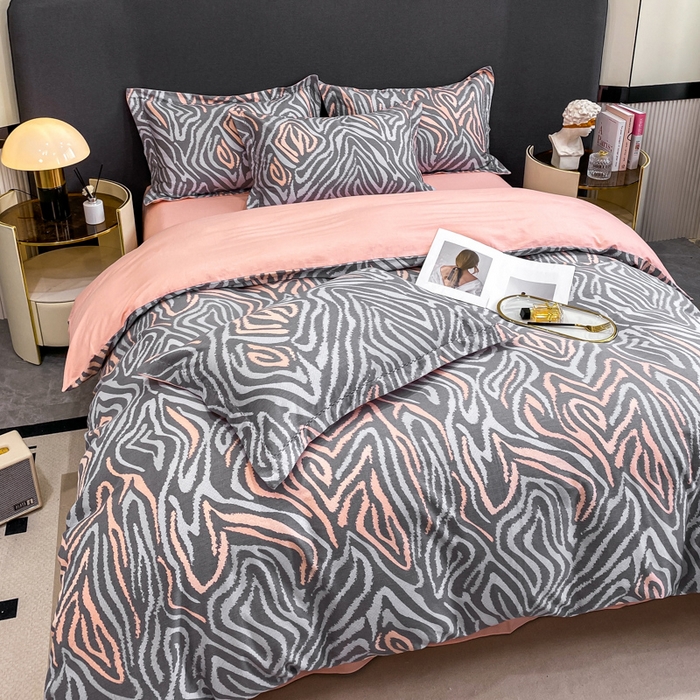 91家纺网 家纺一手货源 找家纺 凌鼎 2025新款100%全棉磨毛四件套数码印花加厚纯棉磨毛四件套 画梦灰