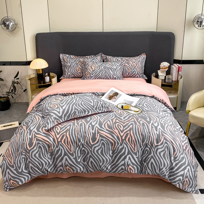 91家纺网 家纺一手货源 找家纺 凌鼎 2025新款100%全棉磨毛四件套数码印花加厚纯棉磨毛四件套 画梦灰