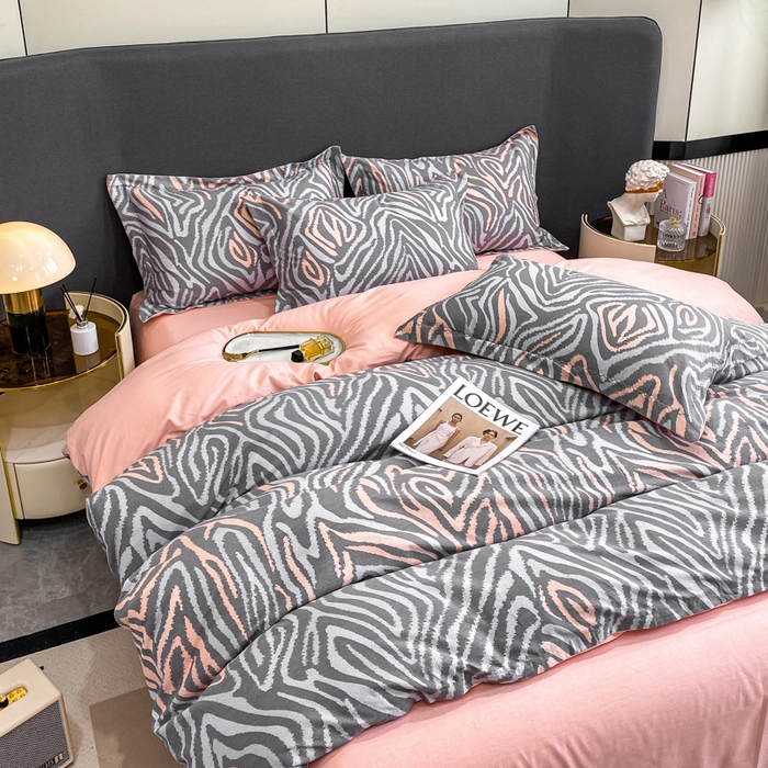 91家纺网 家纺一手货源 找家纺 凌鼎 2025新款100%全棉磨毛四件套数码印花加厚纯棉磨毛四件套 画梦灰