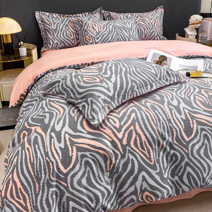 91家纺网 家纺一手货源 找家纺 凌鼎 2025新款100%全棉磨毛四件套数码印花加厚纯棉磨毛四件套 画梦灰