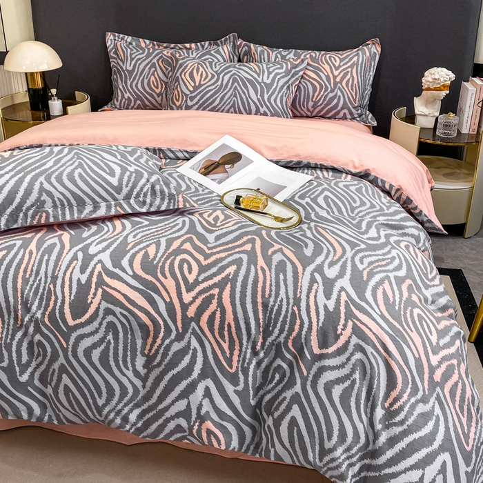 91家纺网 家纺一手货源 找家纺 凌鼎 2025新款100%全棉磨毛四件套数码印花加厚纯棉磨毛四件套 画梦灰