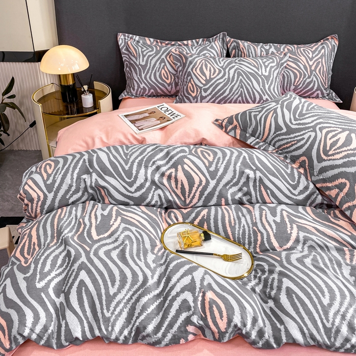 91家纺网 家纺一手货源 找家纺 凌鼎 2025新款100%全棉磨毛四件套数码印花加厚纯棉磨毛四件套 画梦灰