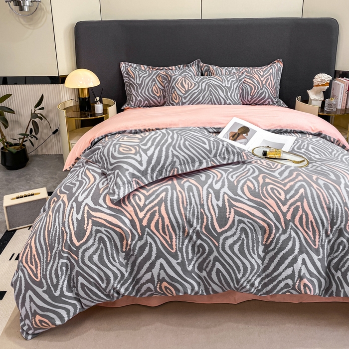 91家纺网 家纺一手货源 找家纺 凌鼎 2025新款100%全棉磨毛四件套数码印花加厚纯棉磨毛四件套 画梦灰