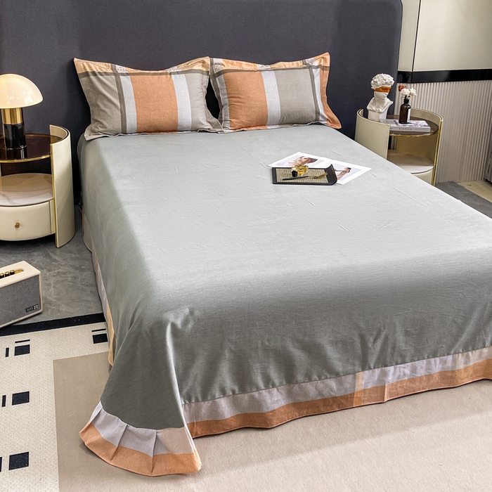 91家纺网 家纺一手货源 找家纺 凌鼎 2025新款100%全棉磨毛四件套数码印花加厚纯棉磨毛四件套 灰色情调桔