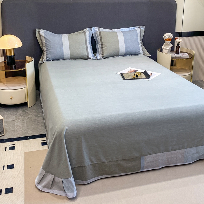 91家纺网 家纺一手货源 找家纺 凌鼎 2025新款100%全棉磨毛四件套数码印花加厚纯棉磨毛四件套 灰色情调兰