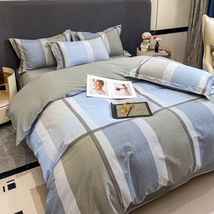 91家纺网 家纺一手货源 找家纺 凌鼎 2025新款100%全棉磨毛四件套数码印花加厚纯棉磨毛四件套 灰色情调兰