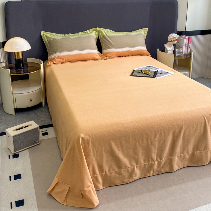 91家纺网 家纺一手货源 找家纺 凌鼎 2025新款100%全棉磨毛四件套数码印花加厚纯棉磨毛四件套 卡诺奇桔