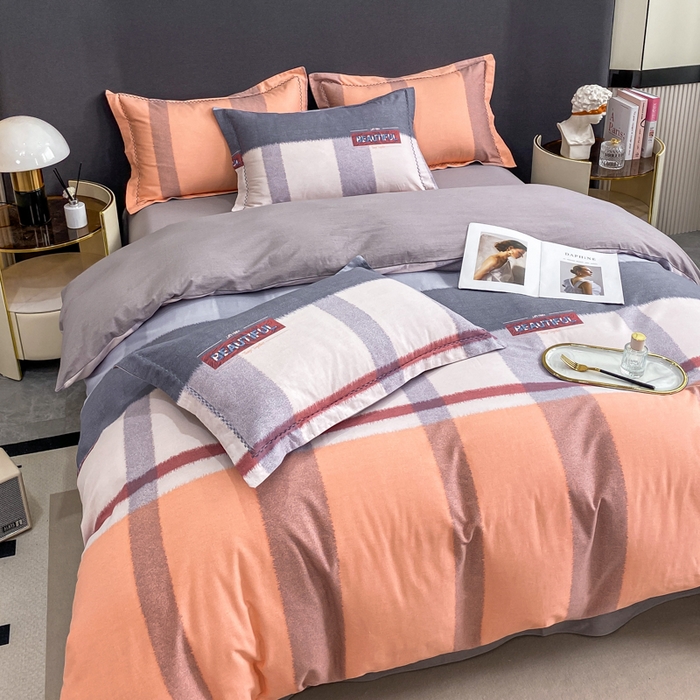 91家纺网 家纺一手货源 找家纺 凌鼎 2025新款100%全棉磨毛四件套数码印花加厚纯棉磨毛四件套 寻梦园粉