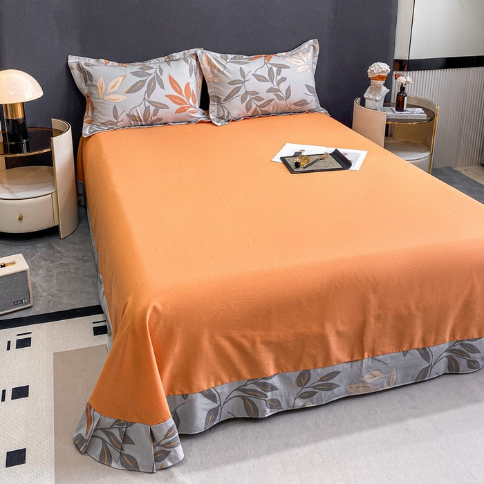 91家纺网 家纺一手货源 找家纺 凌鼎 2025新款100%全棉磨毛四件套数码印花加厚纯棉磨毛四件套 叶叶情深灰