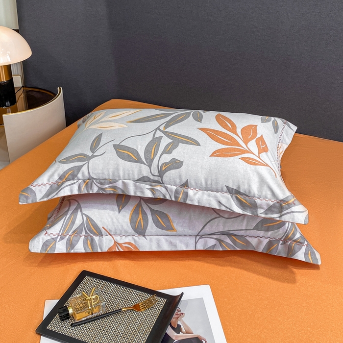 91家纺网 家纺一手货源 找家纺 凌鼎 2025新款100%全棉磨毛四件套数码印花加厚纯棉磨毛四件套 叶叶情深灰