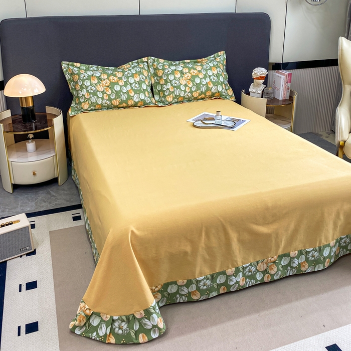 91家纺网 家纺一手货源 找家纺 凌鼎 2025新款100%全棉磨毛四件套数码印花加厚纯棉磨毛四件套 郁金花海