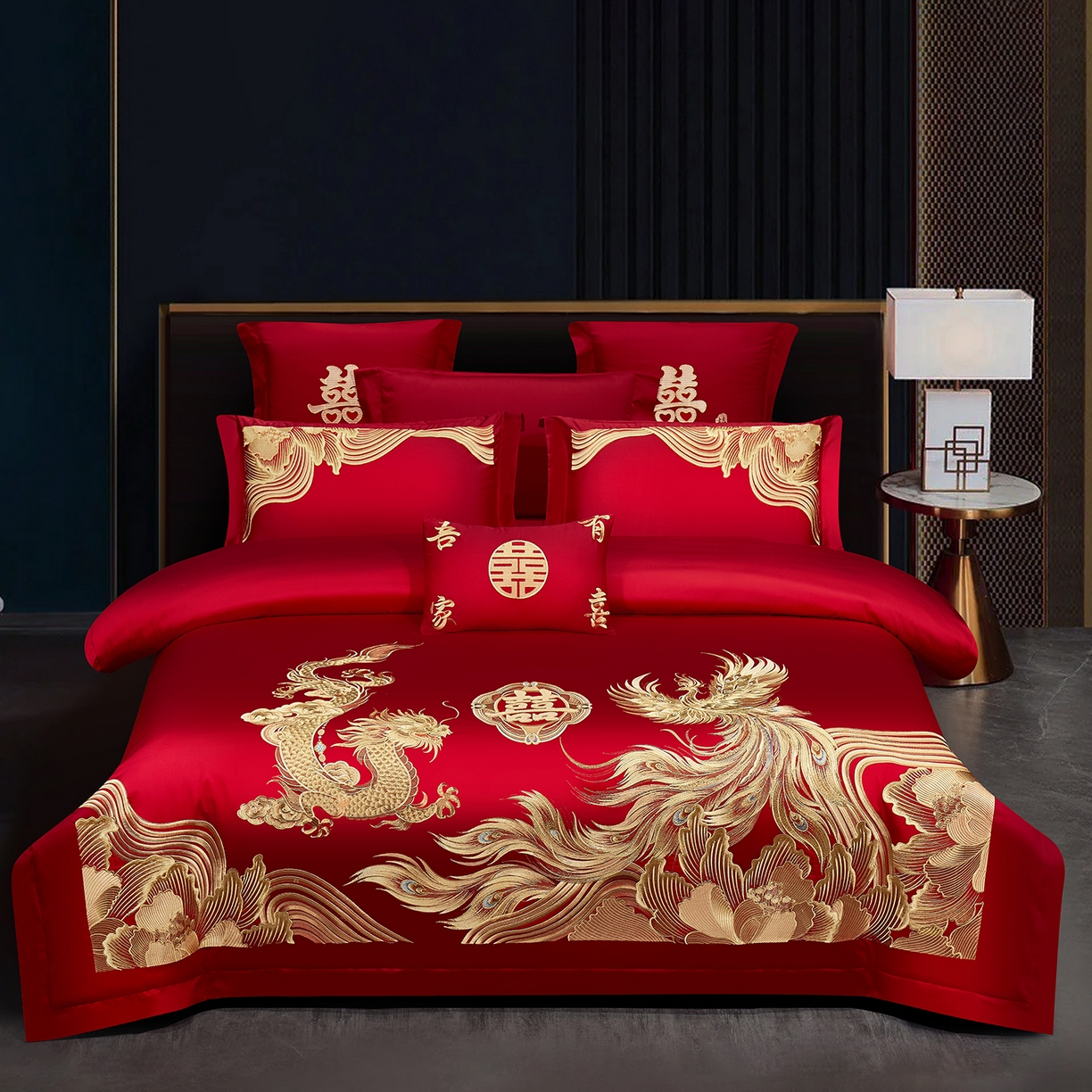 91家纺网 家纺一手货源 找家纺 浩情国际婚庆供货中心 2026新款100%全棉长绒棉纯棉婚庆四件套结婚刺绣六件套多件套长期供货 （提供买家秀） 龙腾盛世