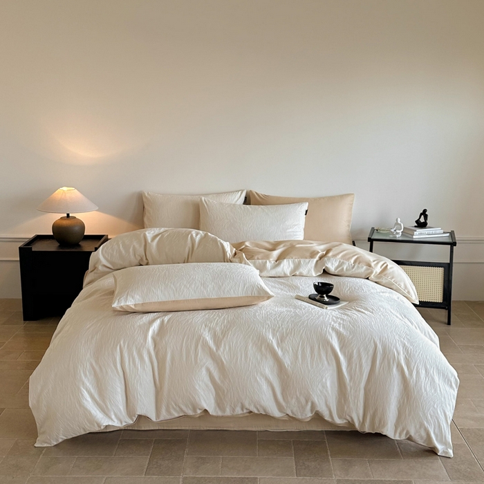 91家纺网 家纺一手货源 找家纺 卧趣家纺 2026新款A类60S贡缎提花全棉四件套 克拉拉-米