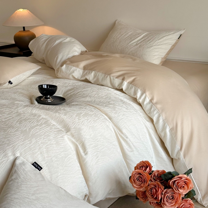 91家纺网 家纺一手货源 找家纺 卧趣家纺 2026新款A类60S贡缎提花全棉四件套 克拉拉-米