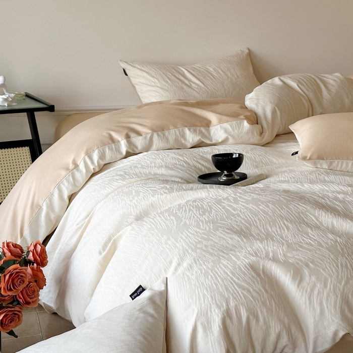 91家纺网 家纺一手货源 找家纺 卧趣家纺 2026新款A类60S贡缎提花全棉四件套 克拉拉-米