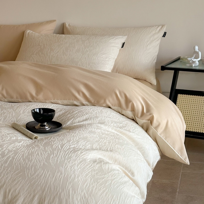 91家纺网 家纺一手货源 找家纺 卧趣家纺 2026新款A类60S贡缎提花全棉四件套 克拉拉-米