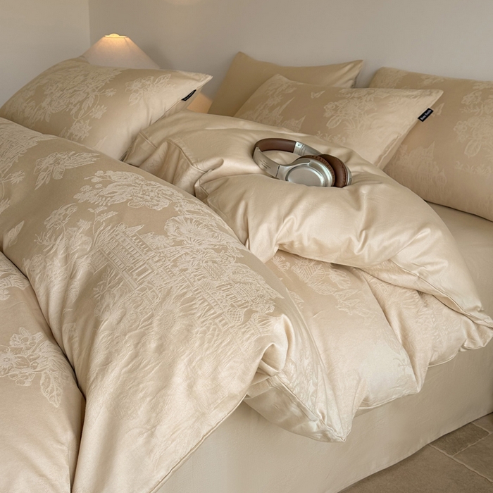 卧趣家纺 2026新款A类60S贡缎提花全棉四件套 梦幻城堡