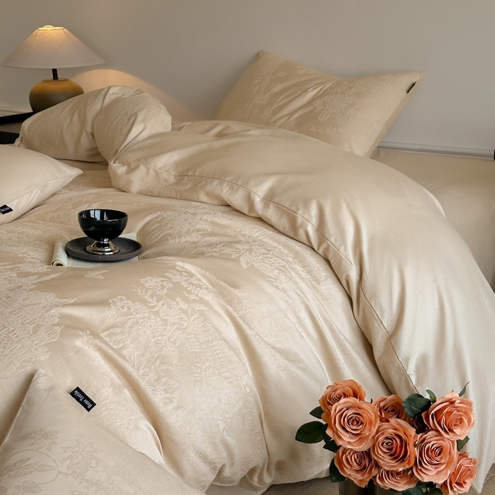 91家纺网 家纺一手货源 找家纺 卧趣家纺 2026新款A类60S贡缎提花全棉四件套 梦幻城堡