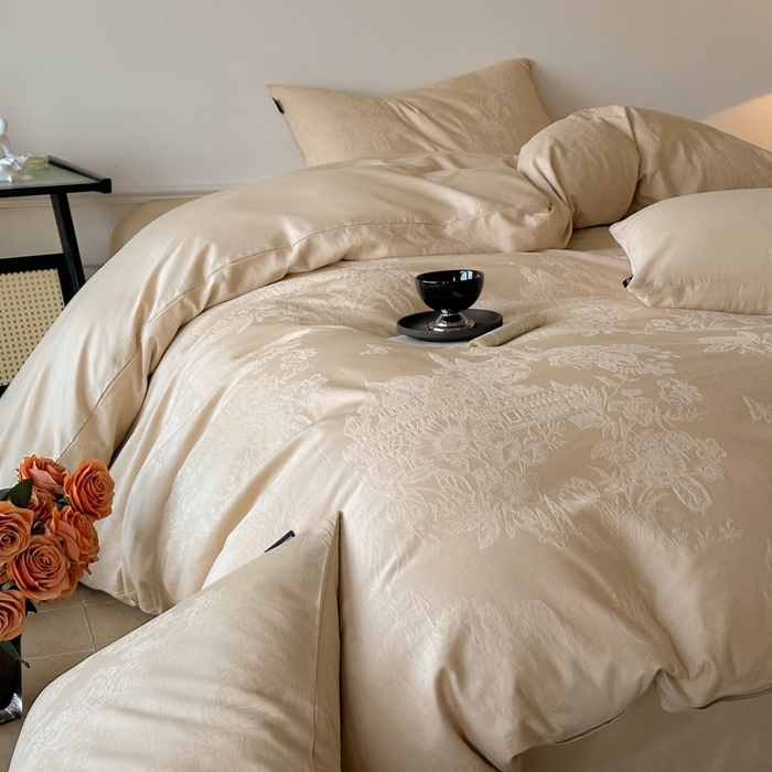 91家纺网 家纺一手货源 找家纺 卧趣家纺 2026新款A类60S贡缎提花全棉四件套 梦幻城堡