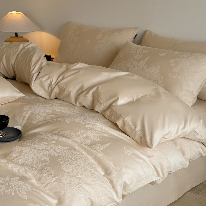 91家纺网 家纺一手货源 找家纺 卧趣家纺 2026新款A类60S贡缎提花全棉四件套 梦幻城堡